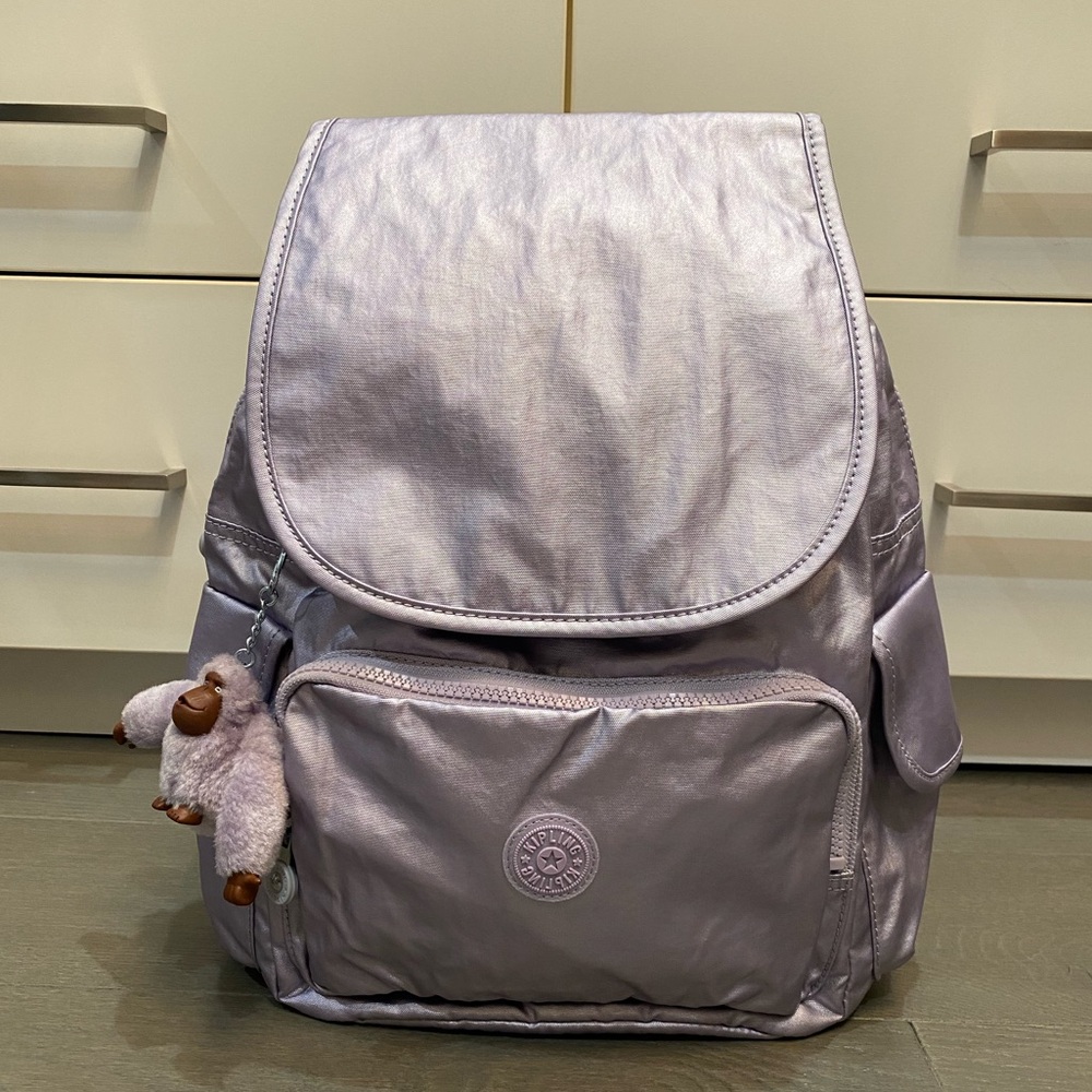 Authentic Kipling City Pack Backpack in metallic Lilac Moon!
